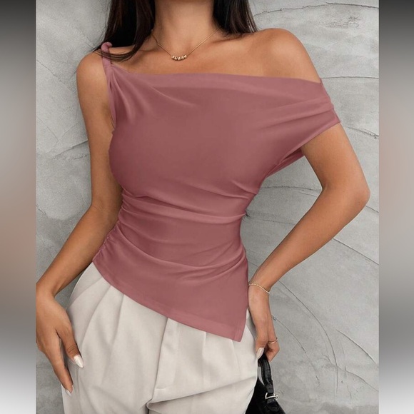 Elegant Off-Shoulder Dusty Pink - Picture 5 of 6